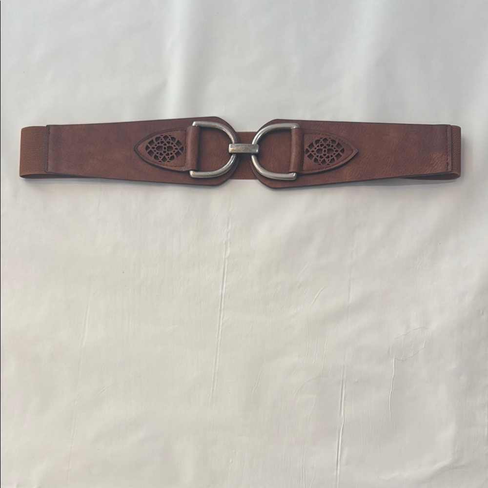 Brown Leather Belt with Silver Buckle